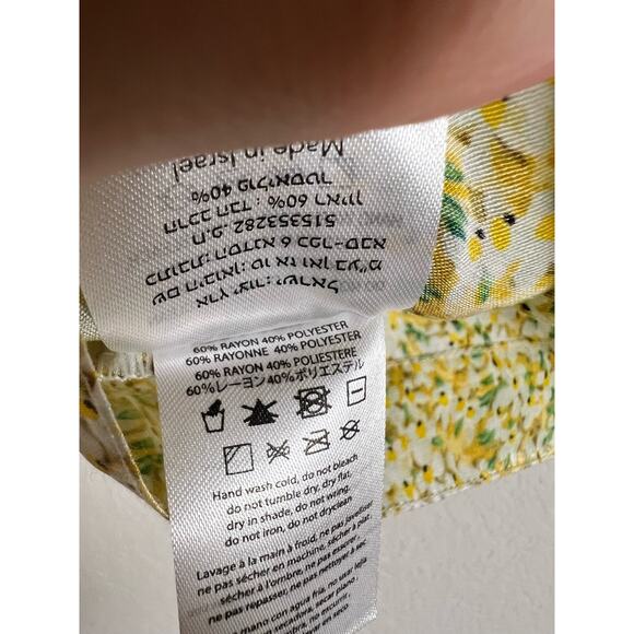 Anthropologie Sabina Musayev Fitted Yellow Floral Print Mini Skirt Size Large - Picture 12 of 12